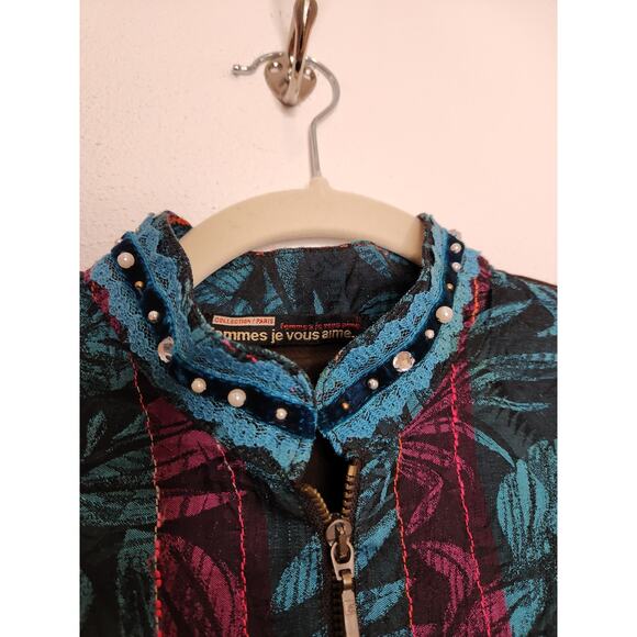 Vintage y2k Full Zip Boho Micromesh Beaded Bell Sleeves Fairy Whimsy Hippie Euro - Picture 5 of 7